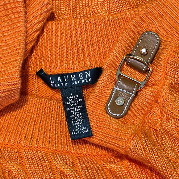 LAUREN by RALPH LAUREN - Classic cable knit scoop neck orange sweater - Picture 8 of 8
